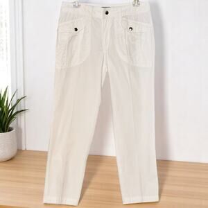 Lauren Ralph Lauren Casual White Cropped Pants Size 4 Straight Leg Snap Pockets